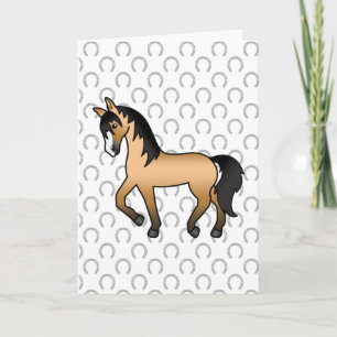 Carte Illustration de dessin animé mignon de cheval trot