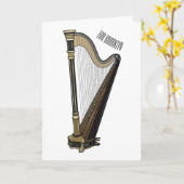Carte Illustration de dessin animé sur la harpe (Fleur jaune)