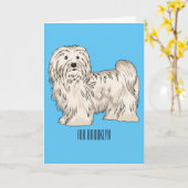 Carte Illustration de dessin de chien de Havan (Fleur jaune)