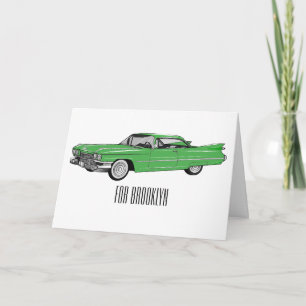 Carte Illustration de dessin de voiture classique 1959