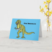 Carte Illustration de dinosaure T rex drôle (Fleur jaune)