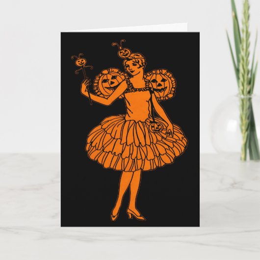 Carte Illustration de fée de citrouille d'Halloween vint (Devant)