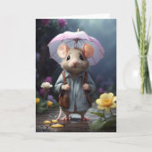 Carte Illustration de fleur jaune de souris adorable vie (Devant)