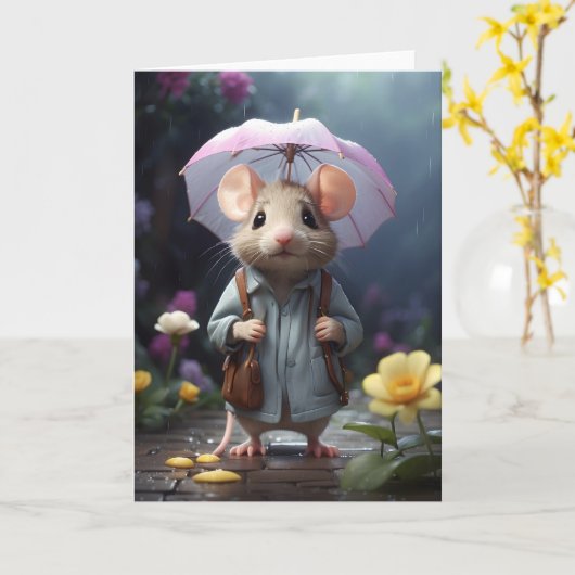 Carte Illustration de fleur jaune de souris adorable vie (Fleur jaune)