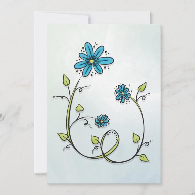 Carte Illustration de fleurs bleues (Devant)