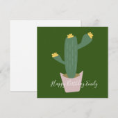 Carte Illustration de gâteau d'anniversaire au cactus (Devant / Derrière)
