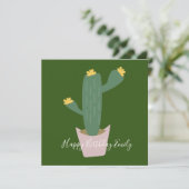 Carte Illustration de gâteau d'anniversaire au cactus (Debout devant)