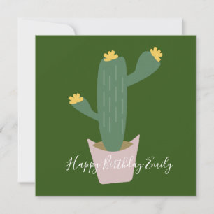 Carte Illustration de gâteau d'anniversaire au cactus