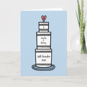Carte Illustration de gâteau de mariage personnalisé Car