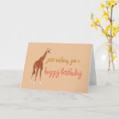 Carte Illustration de girafe pour anniversaire (Fleur jaune)
