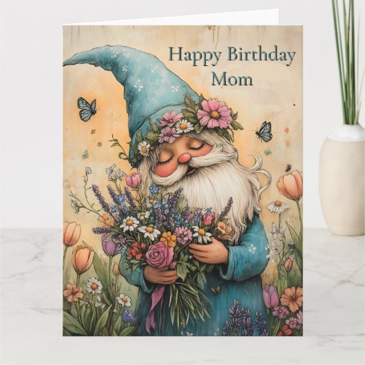 Carte Illustration de gnome de fleur personnalisable (Devant)