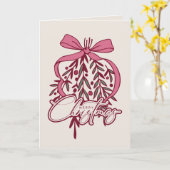 Carte Illustration de gui et ruban Joyeux Noël  (Fleur jaune)