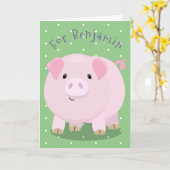 Carte Illustration de la caricature du cochon à ventre m (Fleur jaune)