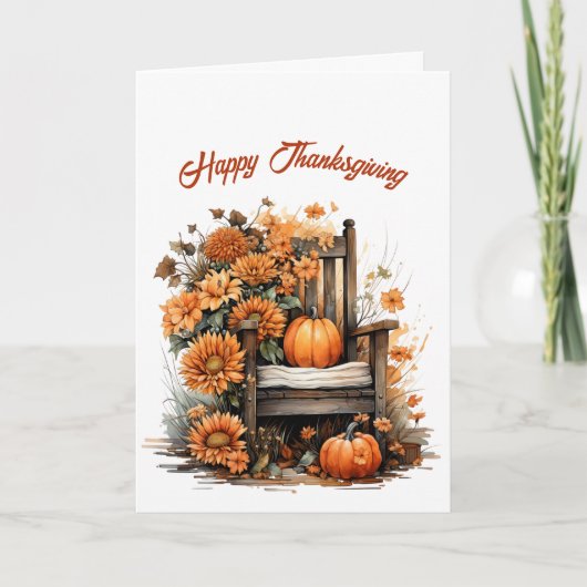 Carte Illustration de la chaise rustique Thanksgiving (Devant)