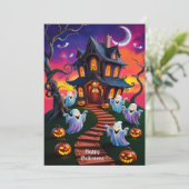 Carte Illustration de la maison hantée d'Halloween éffra (Debout devant)