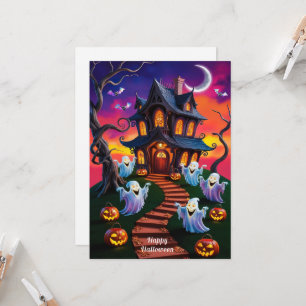 Carte Illustration de la maison hantée d'Halloween éffra