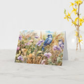 Carte Illustration de la nature avec oiseaux et fleurs s (Fleur jaune)