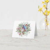 Carte Illustration de la nature de Noël avec les oiseaux (Fleur jaune)