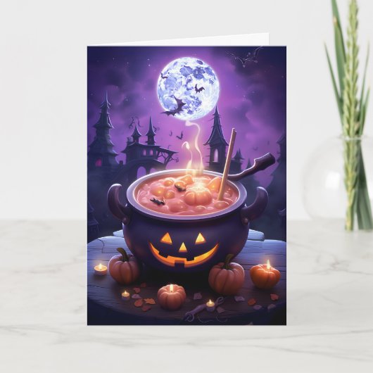 Carte Illustration de la Pleine lune Halloween Cauldron (Devant)