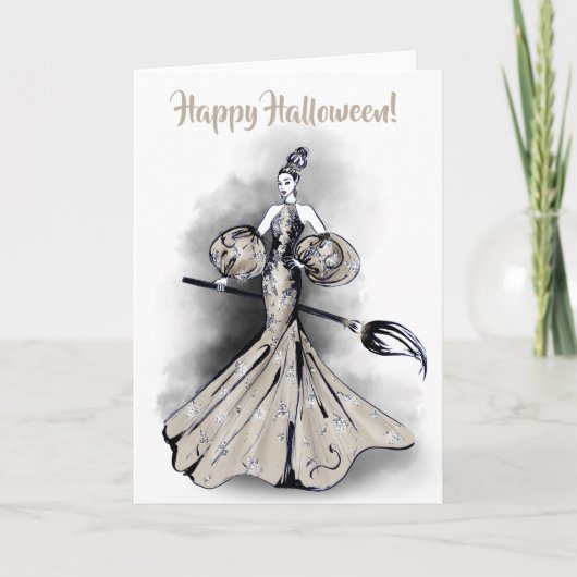 Carte Illustration de la sorcière d'Halloween (Devant)
