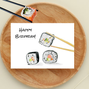 Carte Illustration de l'anniversaire joyeux de Sushi Rol