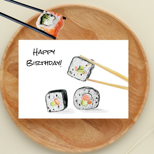 Carte Illustration de l'anniversaire joyeux de Sushi Rol