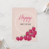 Carte Illustration de l'aquarelle des framboises roses m (Devant/Arrière en situation)