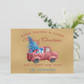 Carte Illustration de l'aquarelle rouge du camion de Noë (Debout devant)