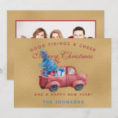 Carte Illustration de l'aquarelle rouge du camion de Noë (Devant / Derrière)