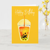 Carte Illustration de l'art du thé Boba Bubble (Fleur jaune)