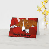 Carte Illustration de Lazy English Bull Terrier Chien de (Fleur jaune)