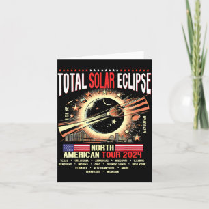 Carte Illustration de l'éclipse solaire totale en Amériq