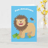 Carte Illustration de l'effervescence de lions heureux (Fleur jaune)