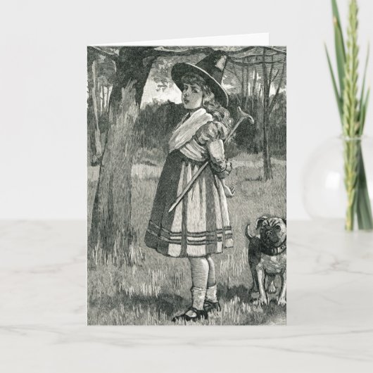 Carte Illustration de l'enfant sorcière d'Halloween avec (Devant)