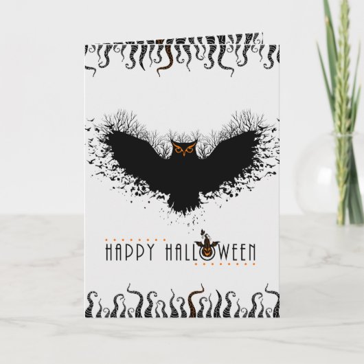 Carte Illustration de l'Halloween Black Concept Owl (Devant)