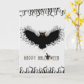 Carte Illustration de l'Halloween Black Concept Owl (Fleur jaune)