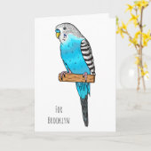 Carte Illustration de l'oiseau bleu budgerigar (Fleur jaune)