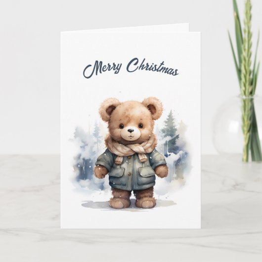 Carte Illustration de l'ours de Noël (Devant)