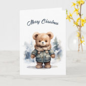 Carte Illustration de l'ours de Noël (Fleur jaune)