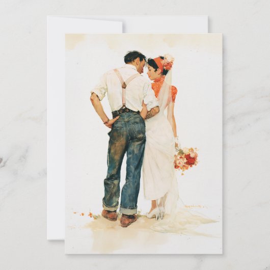 Carte Illustration de mariage Romance Rustique (Devant)