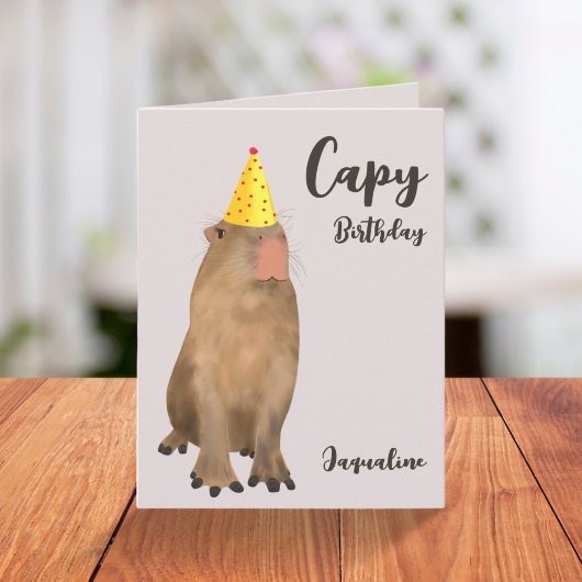 Carte Illustration de mignonne Capybara Pun Anniversaire