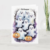 Carte Illustration de mignons fantômes avec Halloween Ci (Devant)
