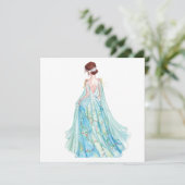 Carte Illustration de mode princesse bleu aquarelle (Debout devant)