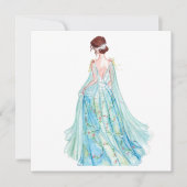 Carte Illustration de mode princesse bleu aquarelle (Devant)