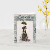 Carte Illustration de mode vintage Dame avec canne (Fleur jaune)