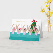 Carte Illustration de nageurs artistiques Noël (Fleur jaune)