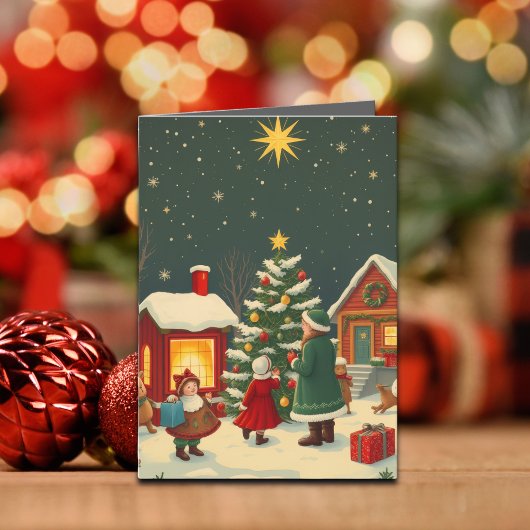 Carte Illustration de Noël Vintage