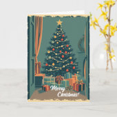 Carte Illustration de Noël vintage (Fleur jaune)