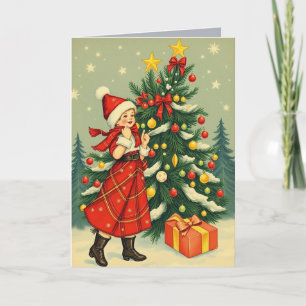 Carte Illustration de Noël vintage