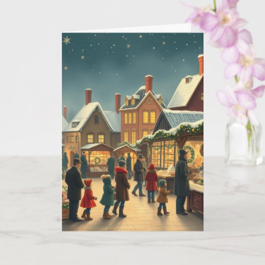 Carte Illustration de Noël Vintage (Orchidée)
